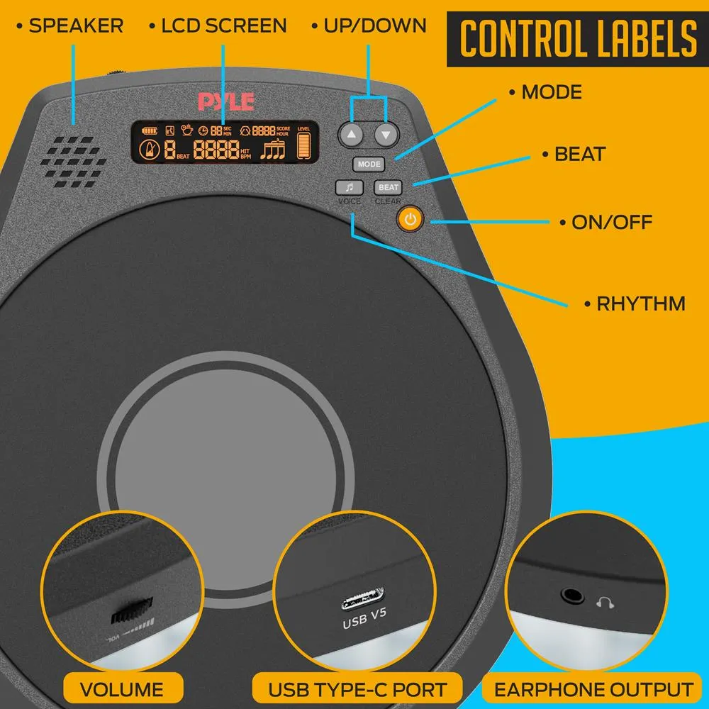 Digital Practice Drum Pad - 8 Inch Rechargeable Drum Pad With Lcd Display, Adjustable Folding Tripod Stand, And 1 Pair Of Drum Sticks