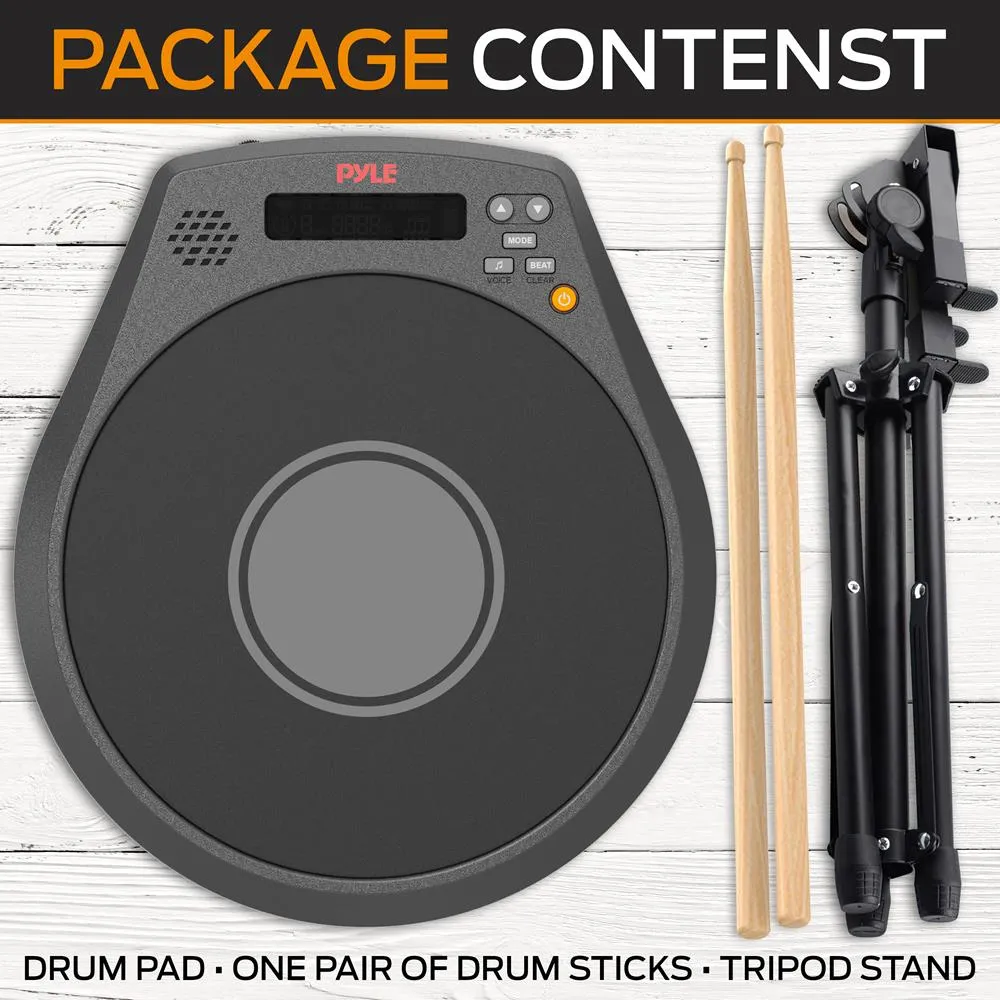 Digital Practice Drum Pad - 8 Inch Rechargeable Drum Pad With Lcd Display, Adjustable Folding Tripod Stand, And 1 Pair Of Drum Sticks