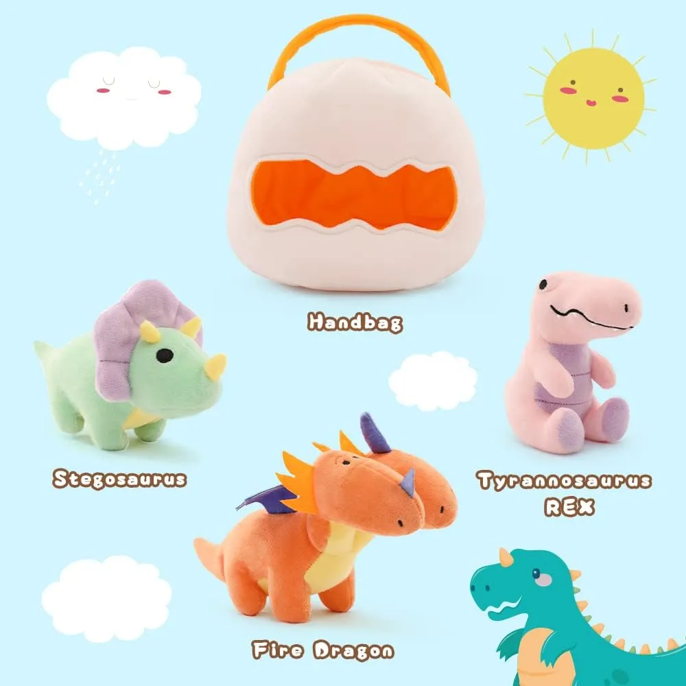 Dinosaur Plush Toy Set with Handbag