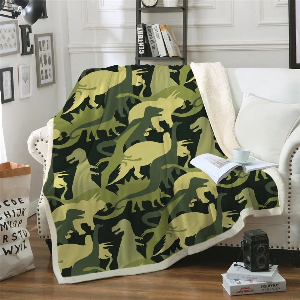 Dinosaur Sherpa Blanket