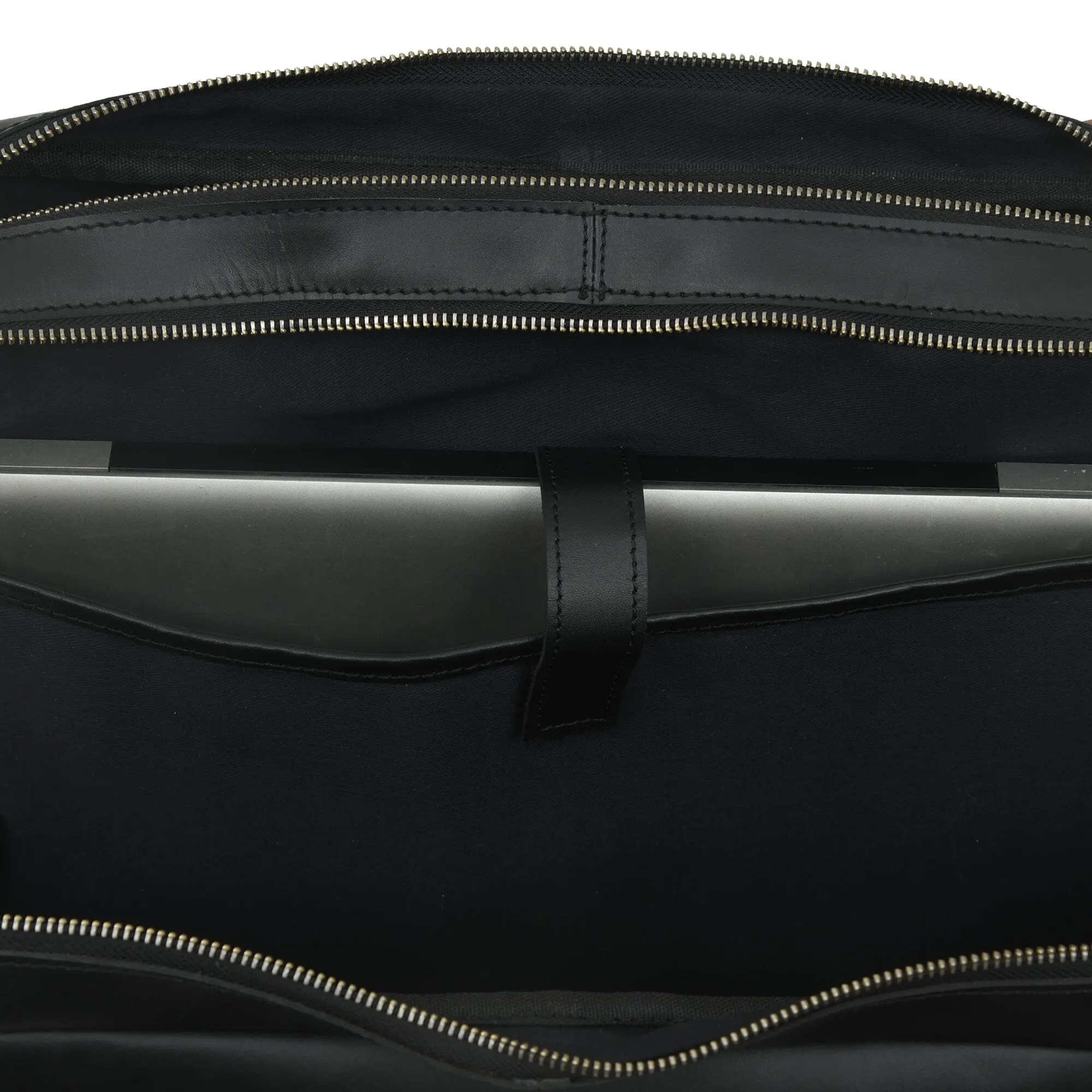 Dixon Black Buffalo Leather Laptop Briefcase