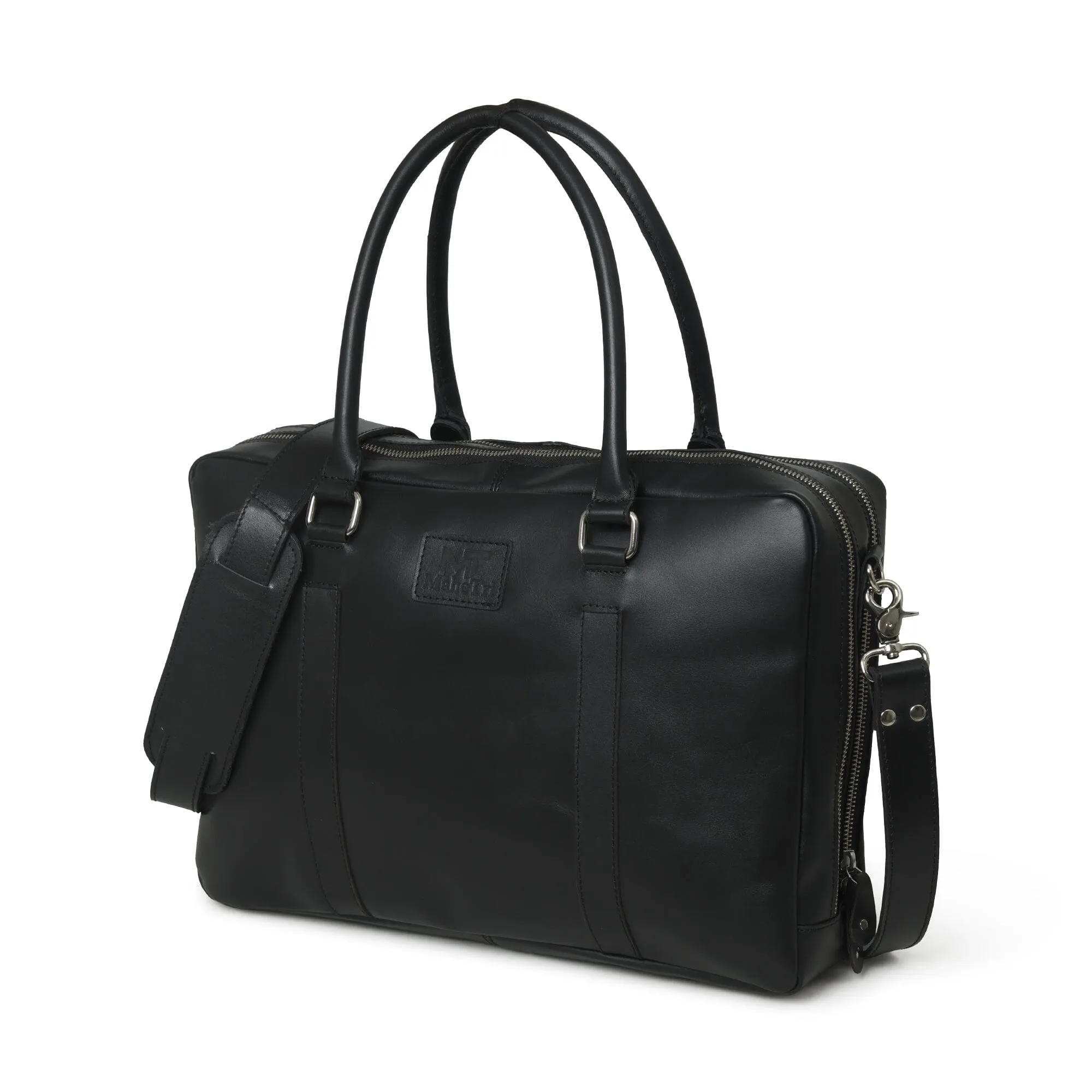 Dixon Black Buffalo Leather Laptop Briefcase