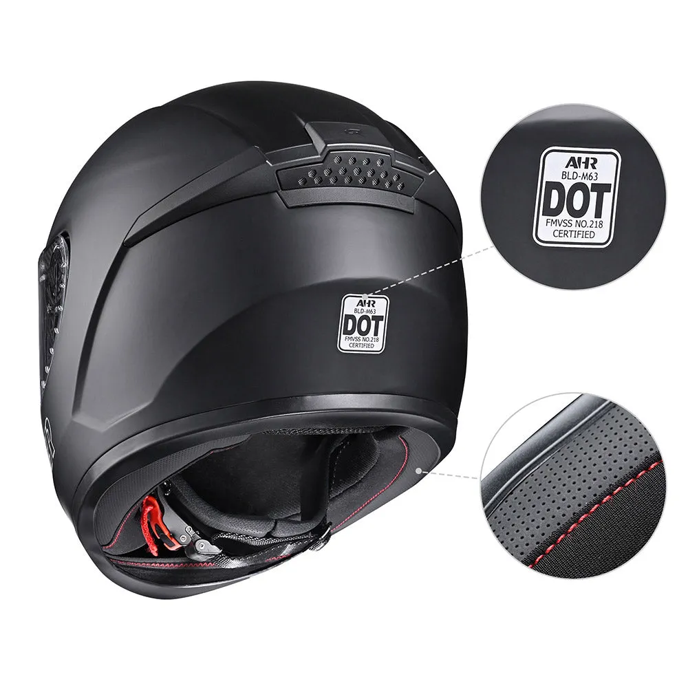 DOT Full Face Bluetooth Motorcycle Helmet Headset Matte