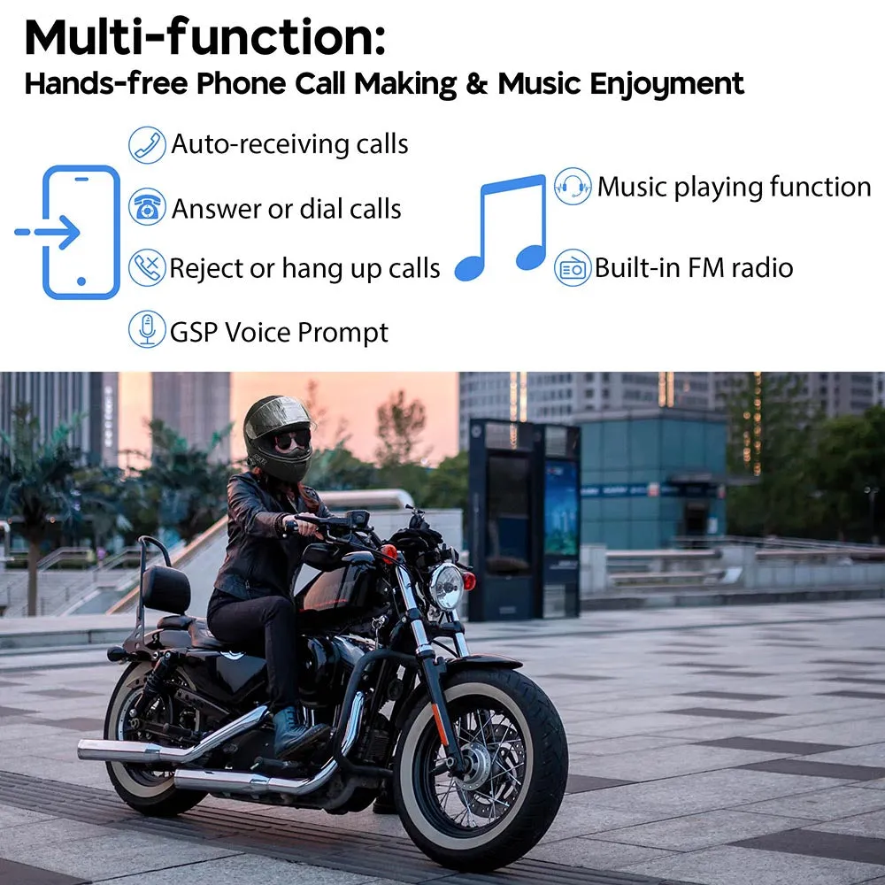 DOT Full Face Bluetooth Motorcycle Helmet Headset Matte