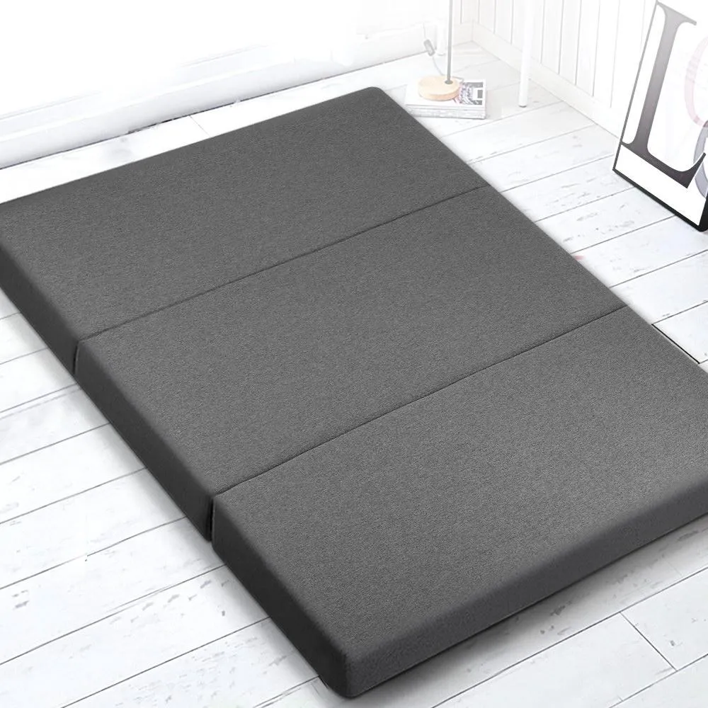 Double Size Folding Foam Mattress Portable Bed Mat Dark Grey