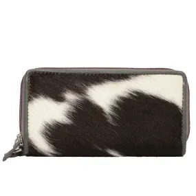 Double Zip Cowhide Wallet | Grey