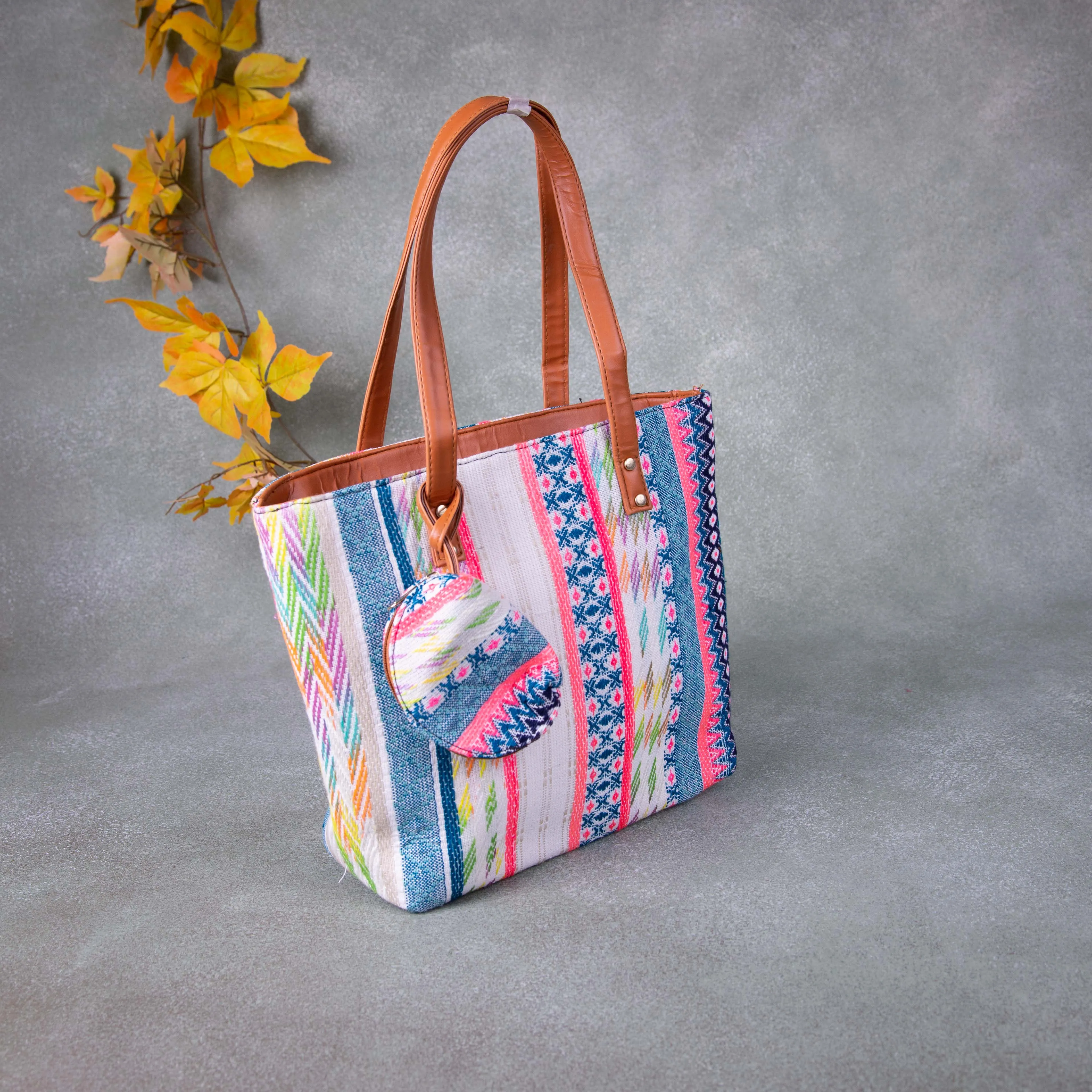 Double Zippered Tote Multi-Colours.