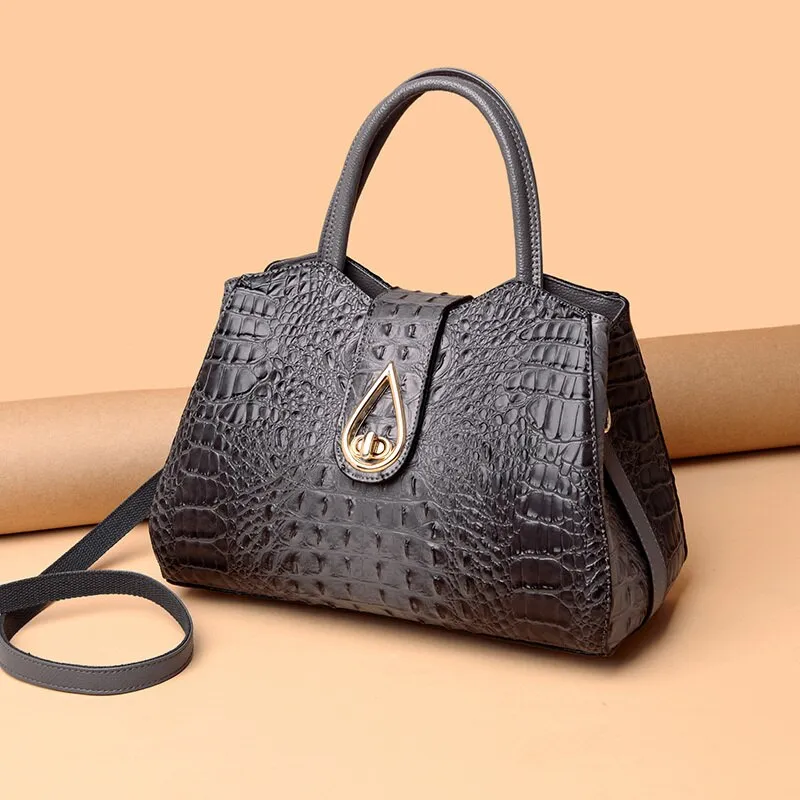 Elegant Crocodile Leather Fashion Handbag for Women