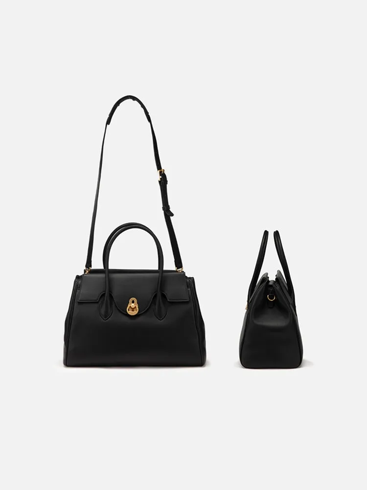 EP YAYING Black Leather Shoulder Bag