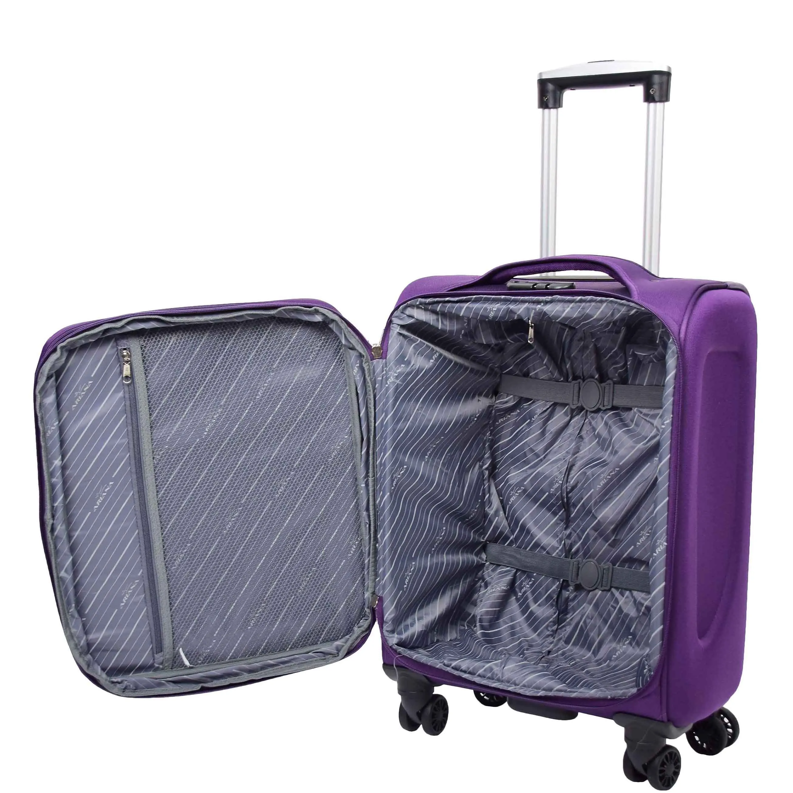 Expandable Four Wheel Soft Suitcase Luggage York Purple