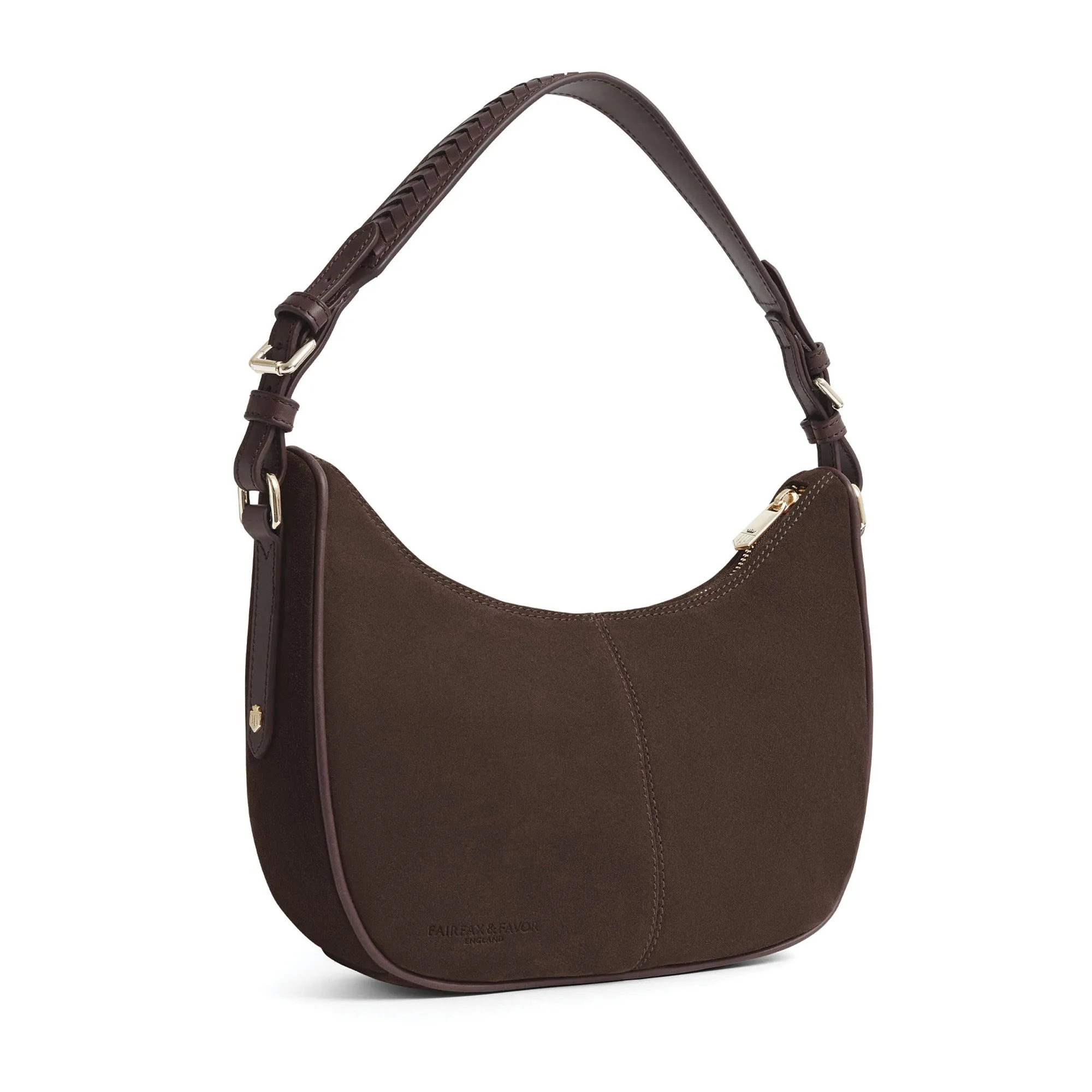 Fairfax & Favor Tetbury Crescent Handbag - Chocolate Suede