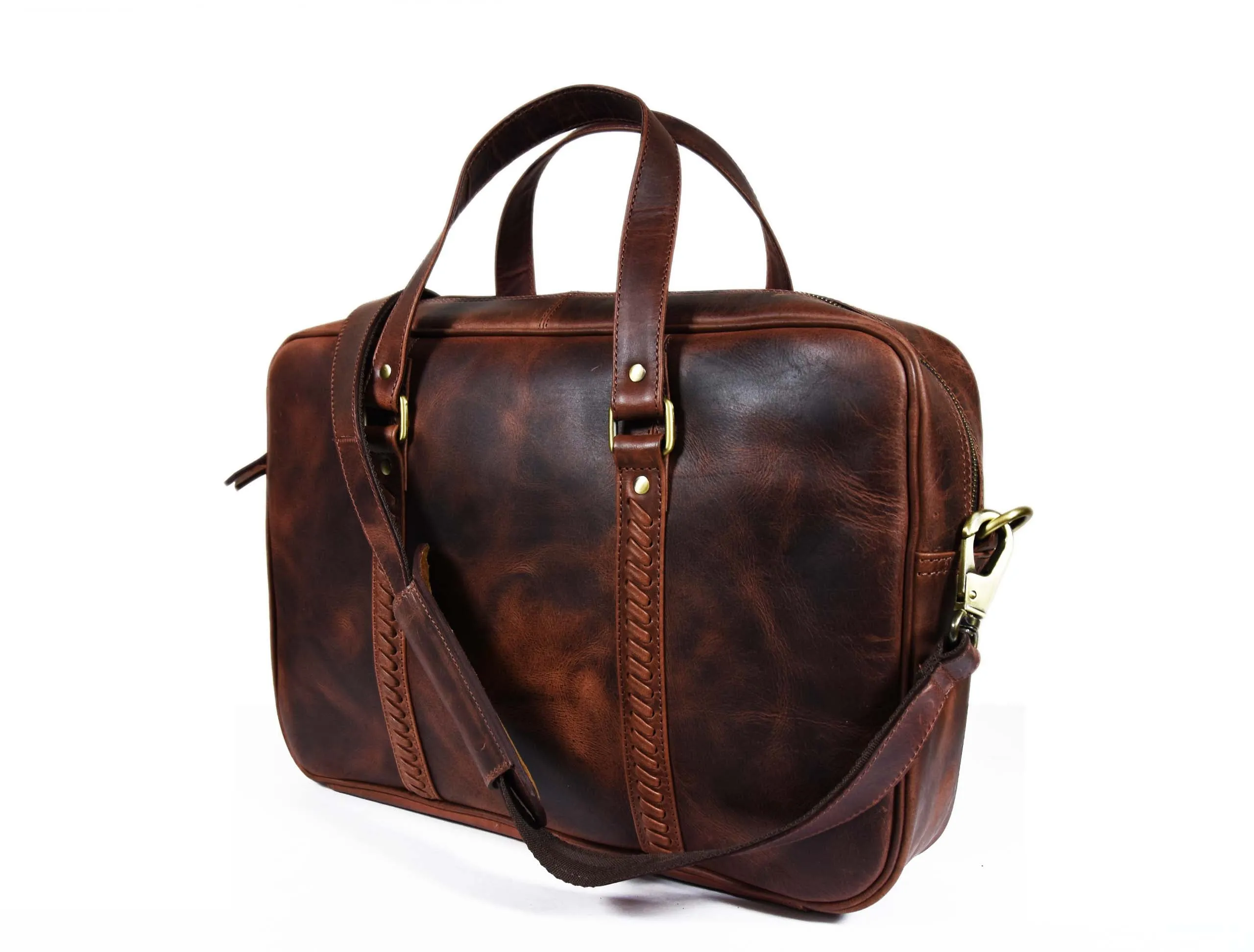 Fairfield Leather Briefcase - Walnut Brown