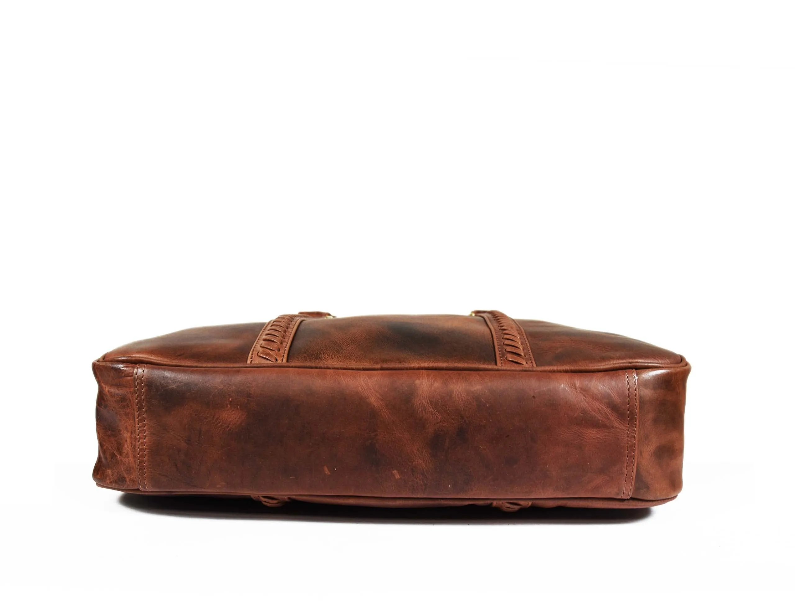 Fairfield Leather Briefcase - Walnut Brown