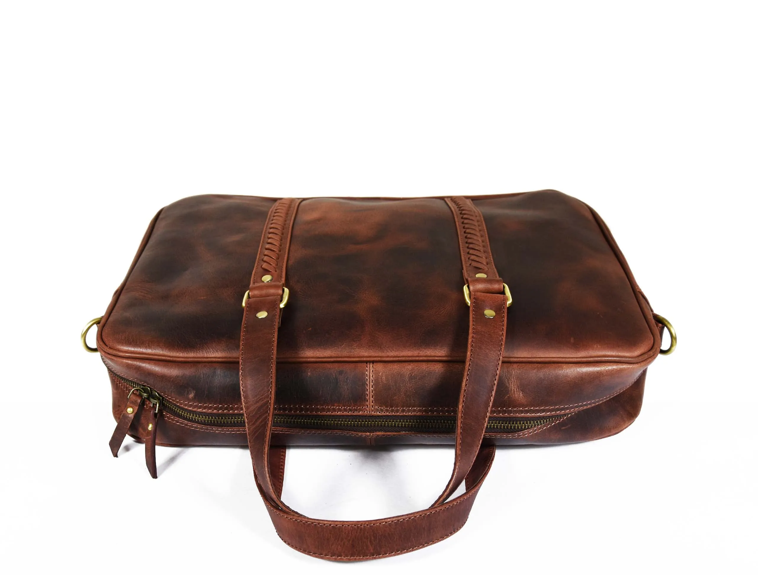 Fairfield Leather Briefcase - Walnut Brown