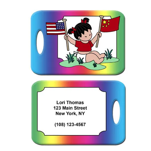 Flag Baby Adoption Bag Tag - Girl