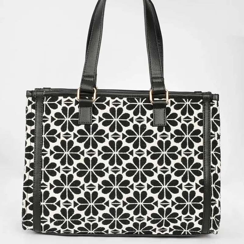 Floral Printed Polyester Cotton Handbag | 14 x 4 x 11 Inches