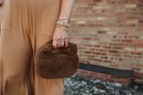 florence fluffy handbag in brown