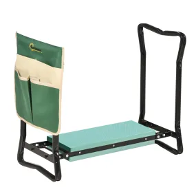 Foldable Steel Frame Garden Kneeler Seat w/ Foam Bag Tool Bag Pouch Outdoor Garden Stable Sturdy Assistance Versatile Use