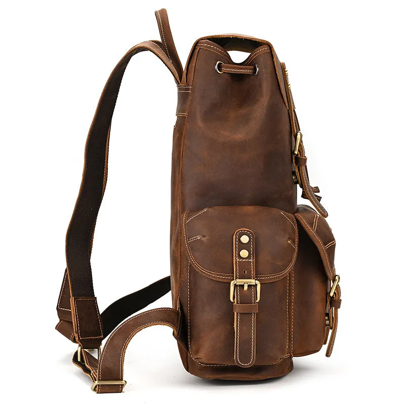 Full Grain Leather Backpack Man Travel Backpack