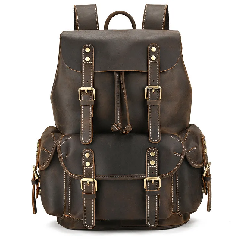 Full Grain Leather Backpack Man Travel Backpack