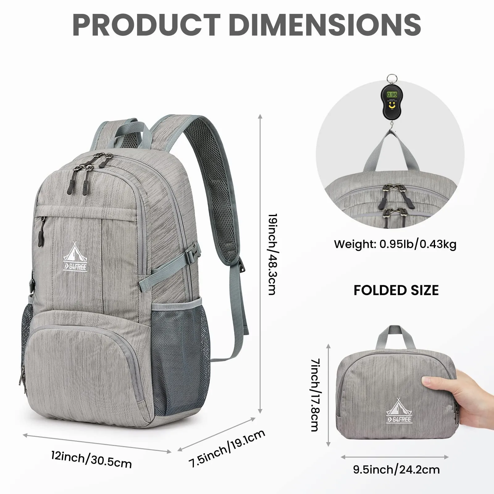 G4Free 30L Hiking Backpack Lightweight Packable