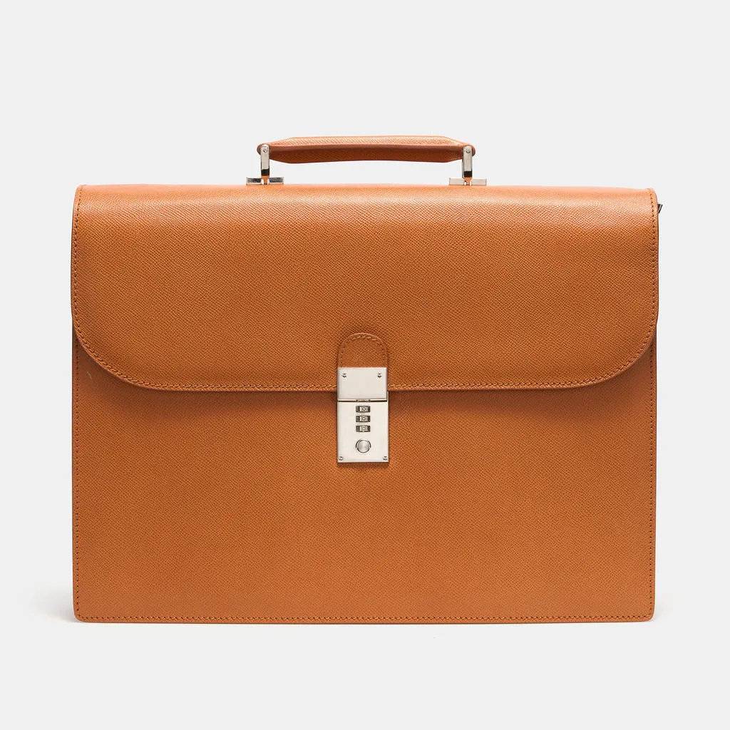 GRAINED LEATHER FLAP BRIEF