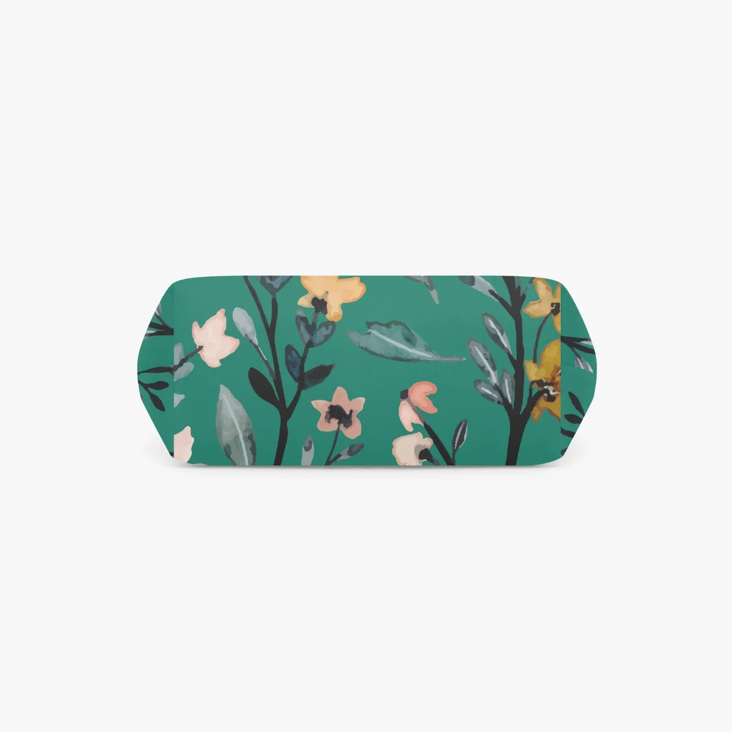 Green Floral Zipper Makeup Bag