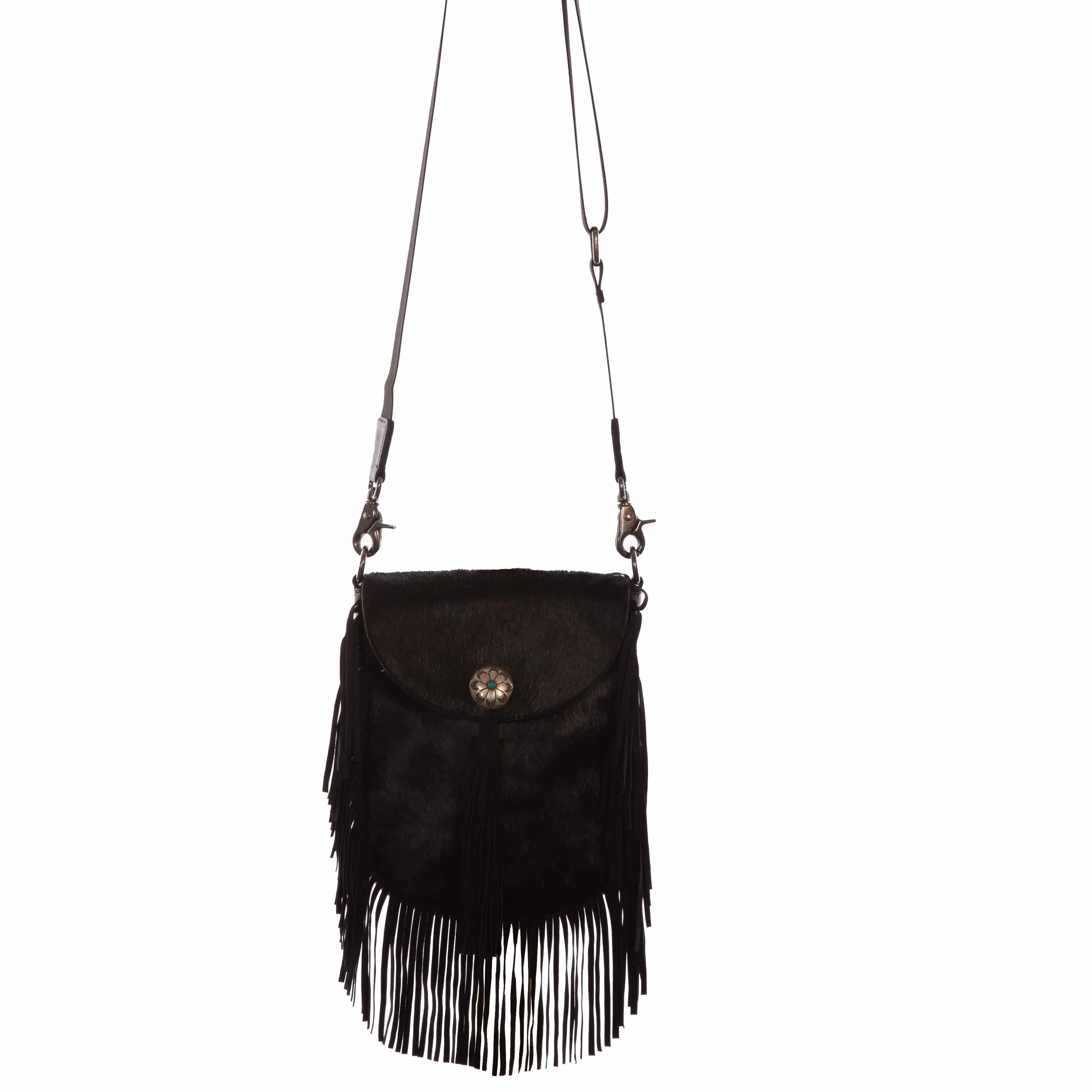 Hair on Hide Fringe Leather Handbag Purse at Bourbon Cowgirl