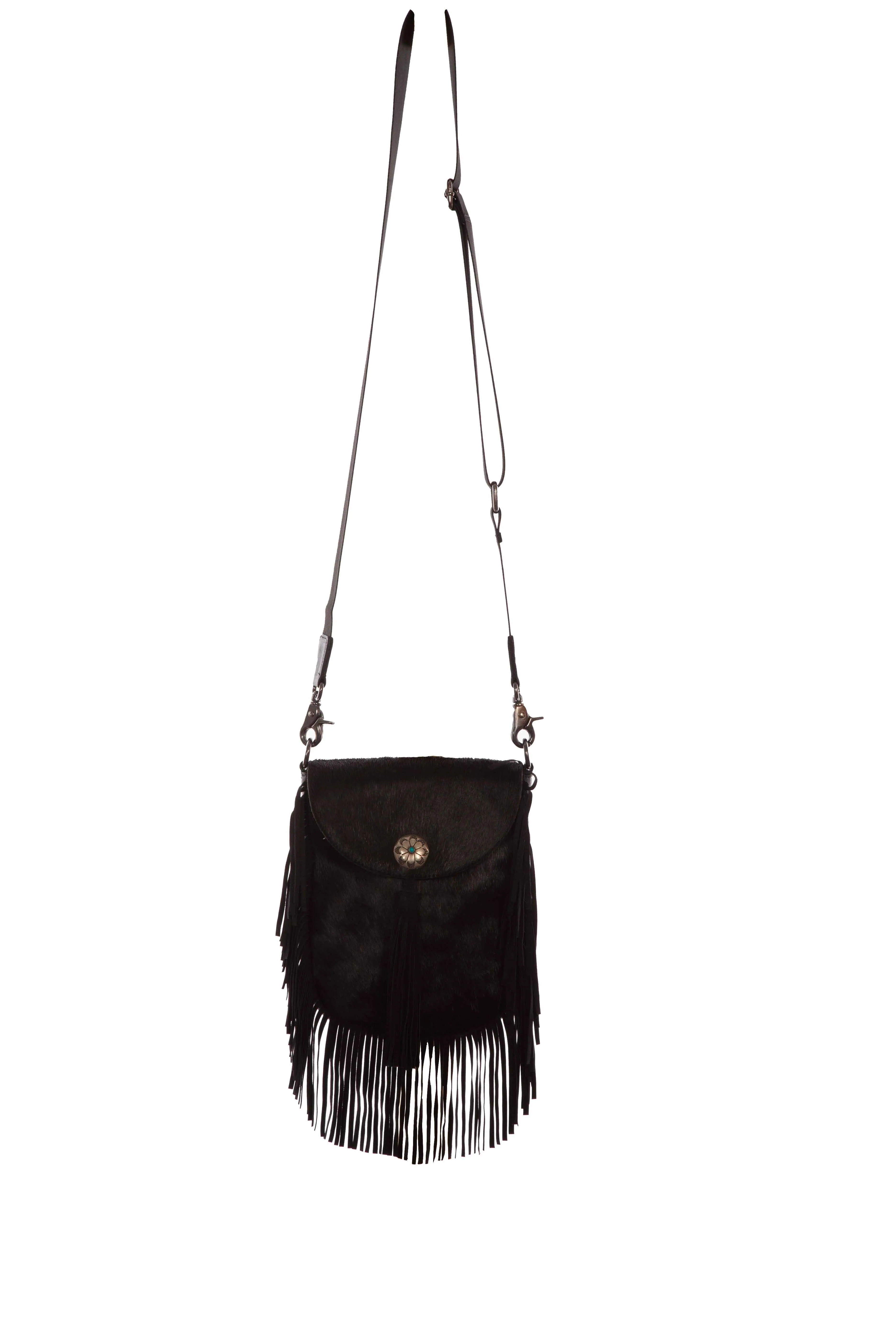 Hair on Hide Fringe Leather Handbag Purse at Bourbon Cowgirl