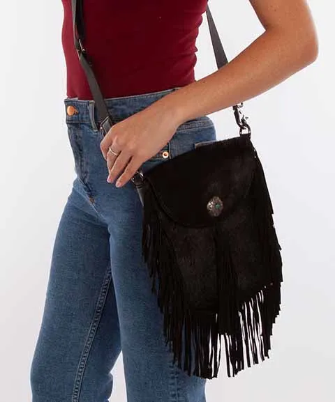 Hair on Hide Fringe Leather Handbag Purse at Bourbon Cowgirl