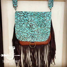 Hair-On-Hide w/ Cowboy Turquoise Flap Crossbody Handbag*