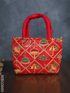 Hand Bag Embroidery Work with Handle - WBG0880