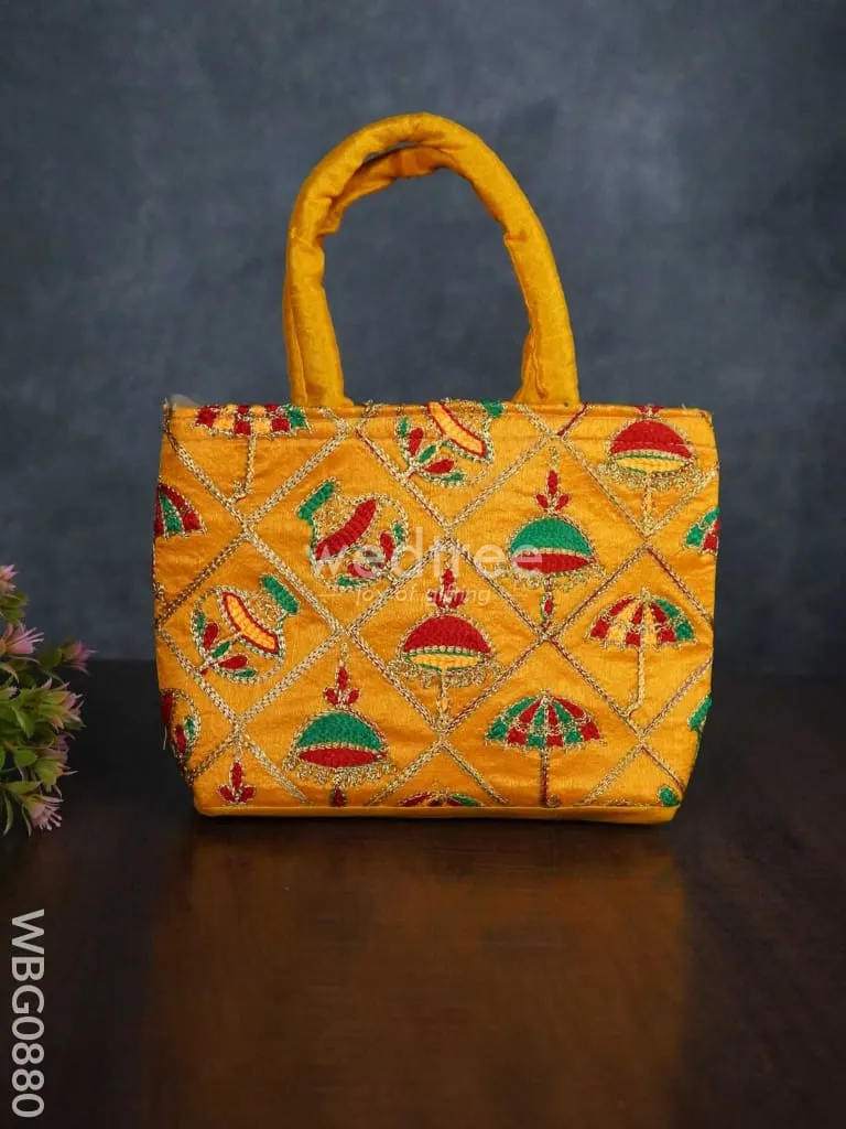 Hand Bag Embroidery Work with Handle - WBG0880