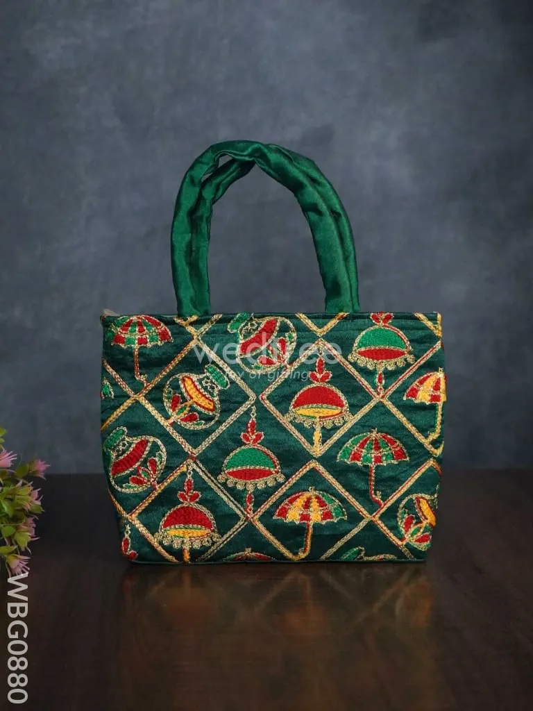 Hand Bag Embroidery Work with Handle - WBG0880