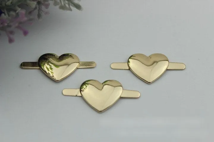 Heart-Shaped Purse Label 2/20pcs Bag Hardware Charm Light Gold Handmade Purse Handbag Making Metal Decoration 20mm 3/4" Wholesale Supplies