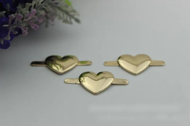 Heart-Shaped Purse Label 2/20pcs Bag Hardware Charm Light Gold Handmade Purse Handbag Making Metal Decoration 20mm 3/4" Wholesale Supplies