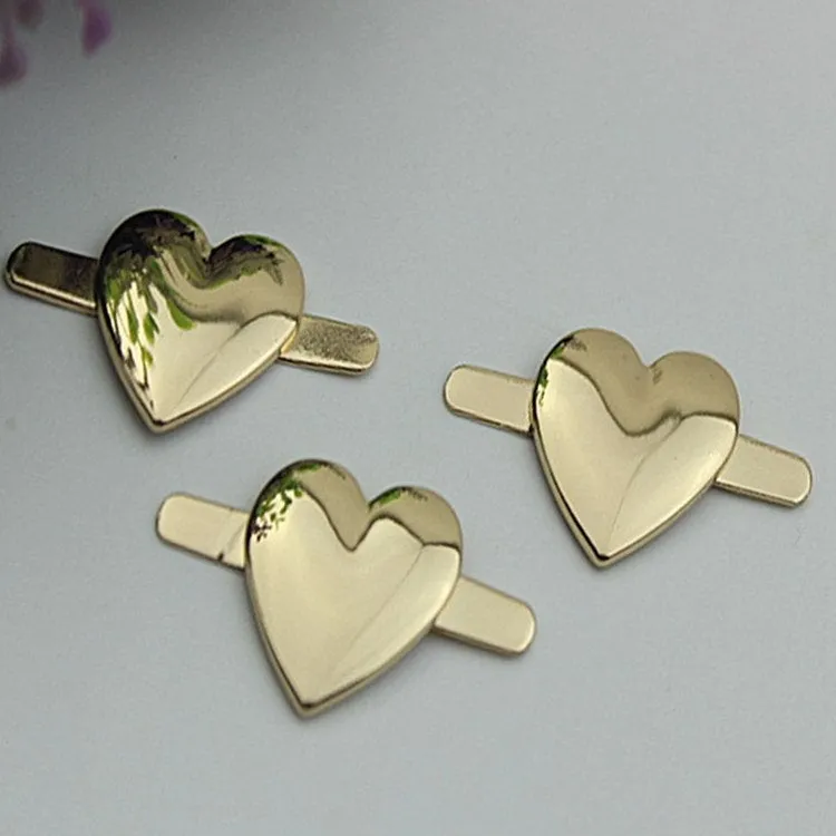 Heart-Shaped Purse Label 2/20pcs Bag Hardware Charm Light Gold Handmade Purse Handbag Making Metal Decoration 20mm 3/4" Wholesale Supplies