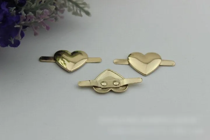 Heart-Shaped Purse Label 2/20pcs Bag Hardware Charm Light Gold Handmade Purse Handbag Making Metal Decoration 20mm 3/4" Wholesale Supplies