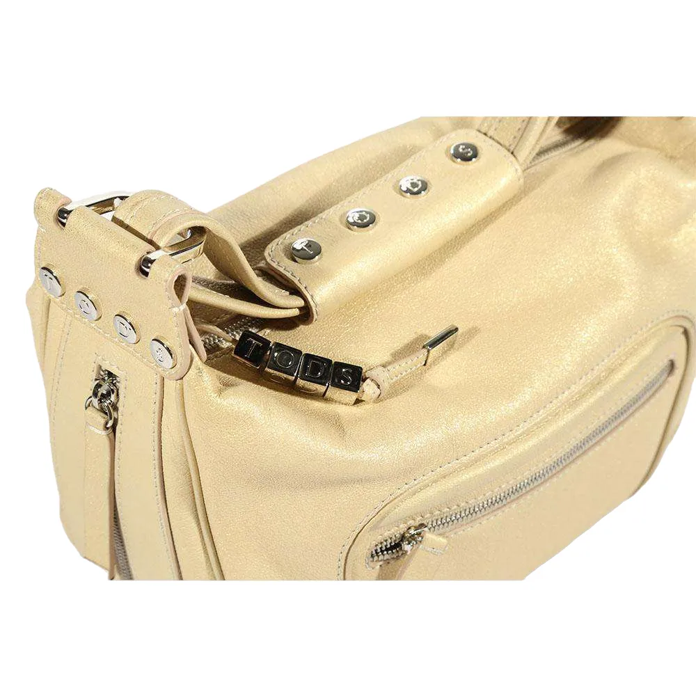 JP Tods handbag Mercer Beige Metallic leather bag (TD1751)