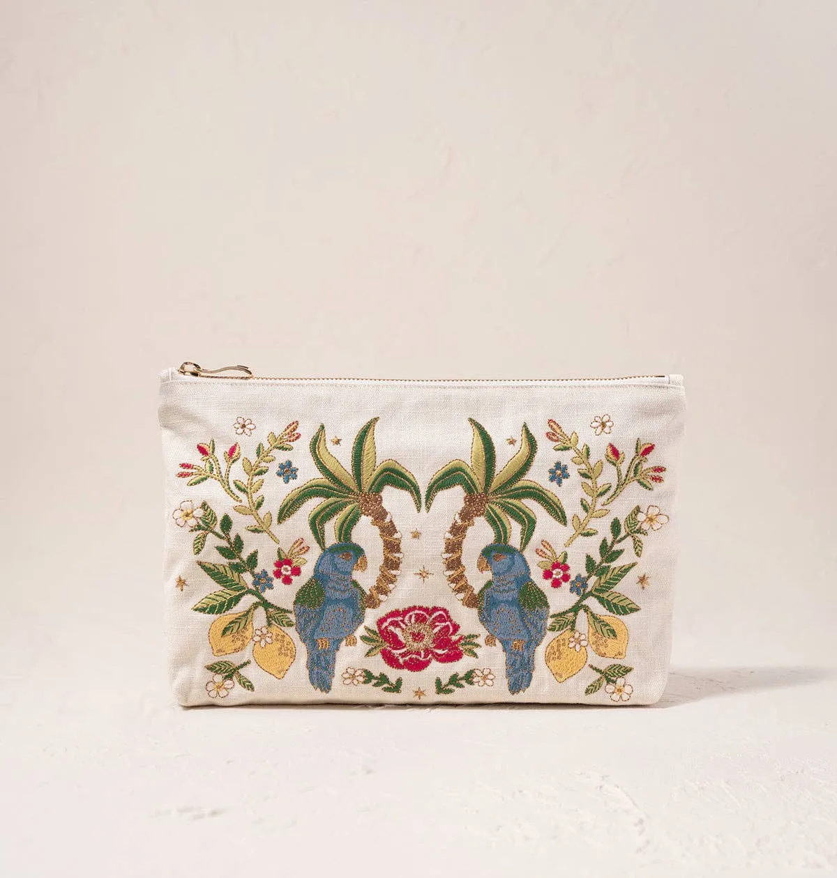 Jungle Paradise Parrot Cream Everyday Pouch