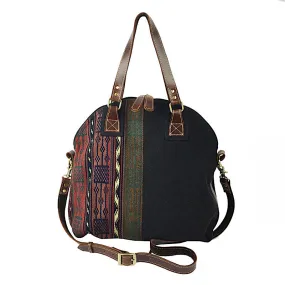 Kilim Rug and Washed Canvas Travel Bag - Black