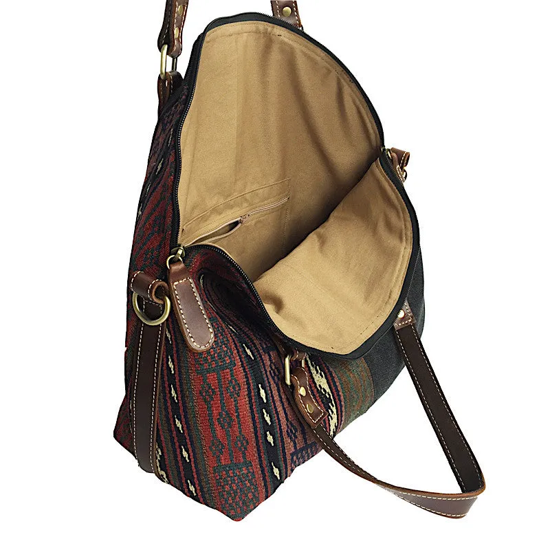 Kilim Rug and Washed Canvas Travel Bag - Black