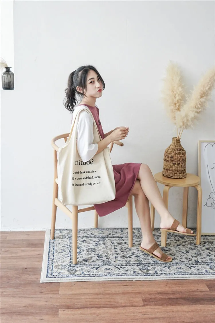 [Korean Style] Kinoa Letter Printing Canvas Bag