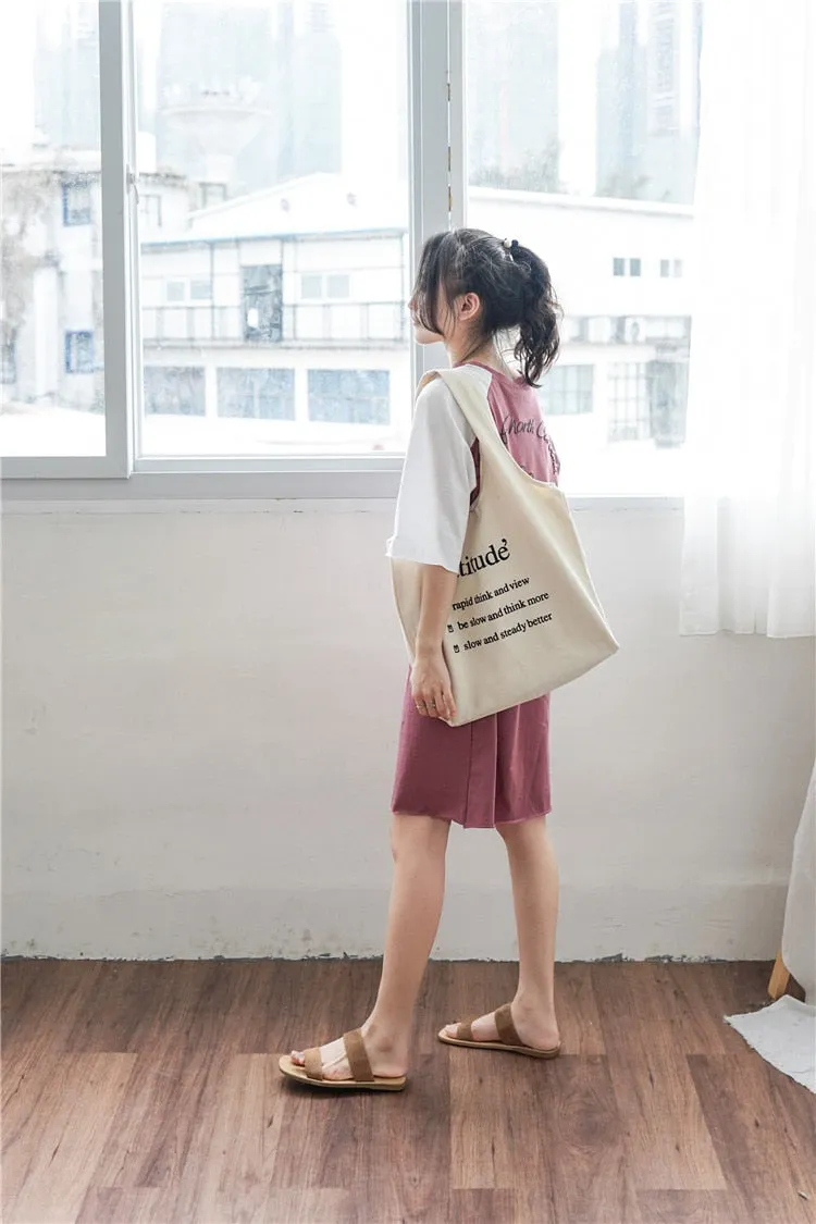 [Korean Style] Kinoa Letter Printing Canvas Bag