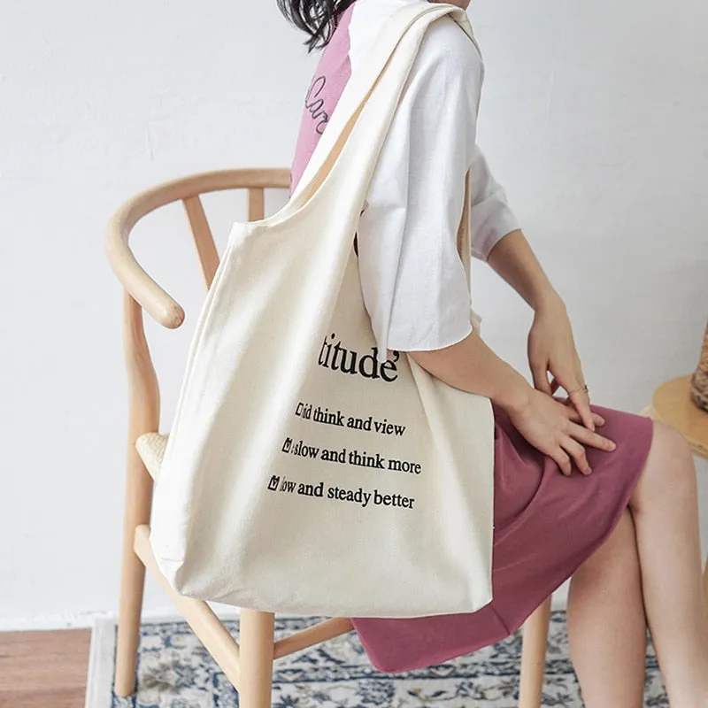 [Korean Style] Kinoa Letter Printing Canvas Bag