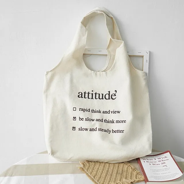 [Korean Style] Kinoa Letter Printing Canvas Bag