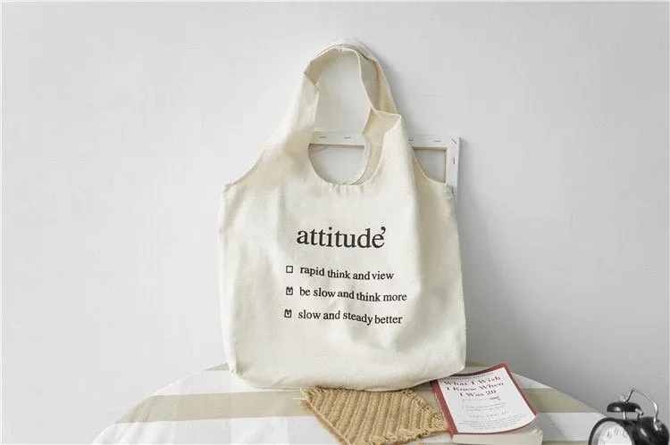 [Korean Style] Kinoa Letter Printing Canvas Bag