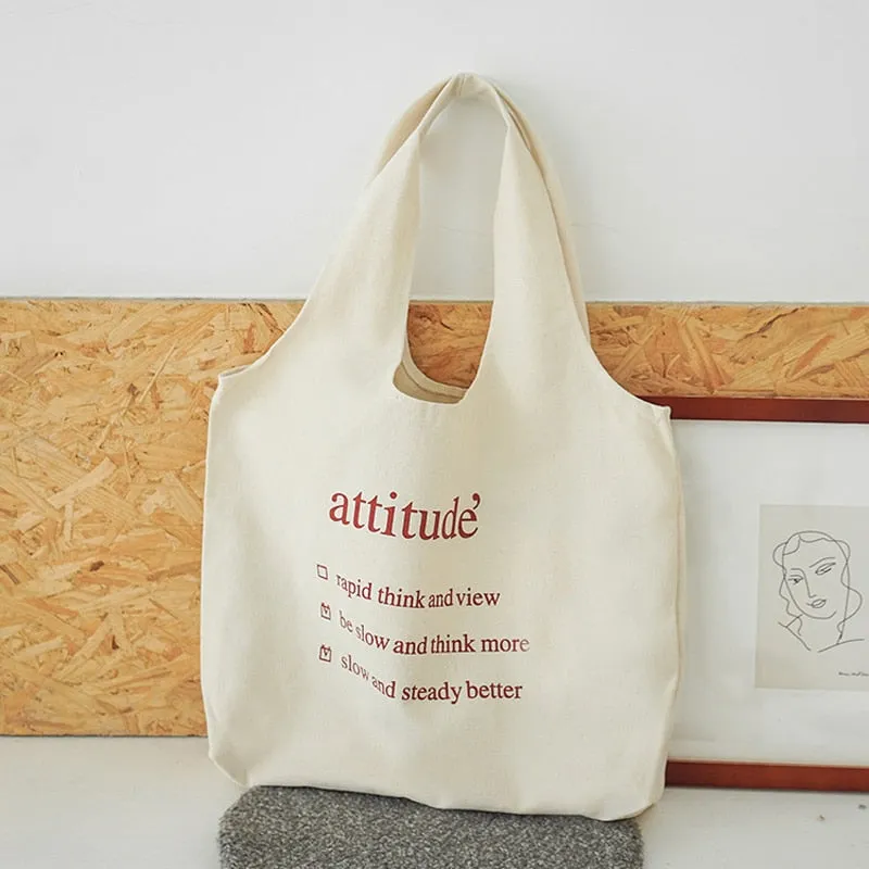 [Korean Style] Kinoa Letter Printing Canvas Bag