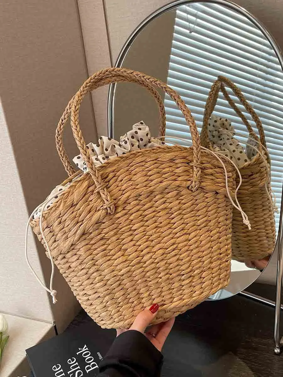 Large Capacity Shoulder Straw Beach Shopping Handbags