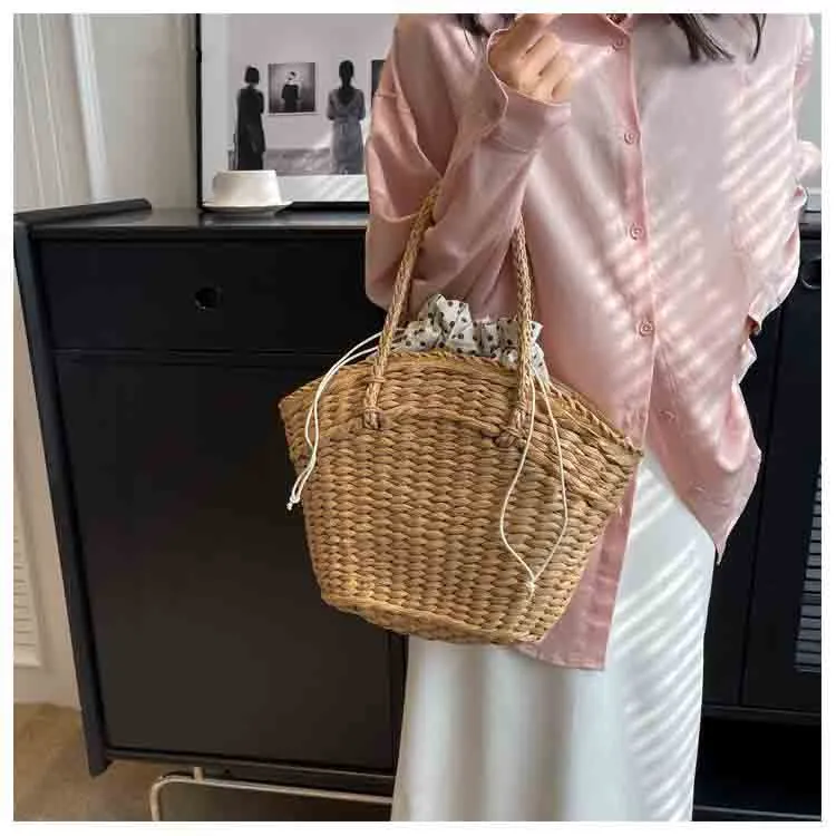 Large Capacity Shoulder Straw Beach Shopping Handbags